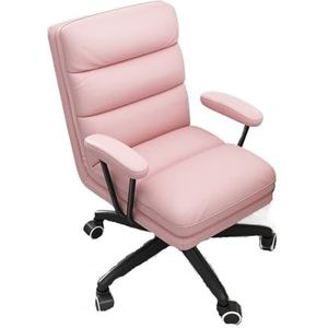 Directiebureaustoel Kunstleer draaistoel for thuisgebruik Comfortabele gamingstoel Lift Bureaustoel Slaapkamer Make-up Rugleuning Draaistoel Bureau bureaustoel(Pink)