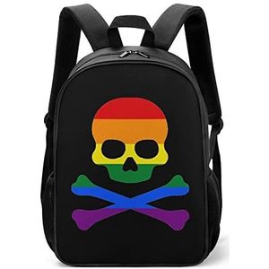 Gay Pride Flag Skull Crossbones Lichtgewicht Rugzak Reizen Laptop Tas Casual Dagrugzak voor Mannen Vrouwen
