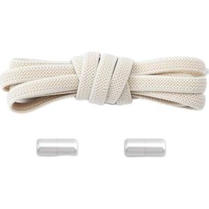THEDAYBABY Platte Schoenveters Zonder Stropdassen Gekleurde Matte Metalen Lock Luie Schoenveters Voor Mannen En Vrouwen Casual Schoenen Elastische Schoenveter 2 Paar, Beige, 100