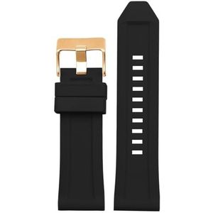 INEOUT Siliconen rubberen armband horlogeband 24mm 26mm 28mm compatibel met diesel DZ4496 DZ4427 DZ4487 DZ4323 DZ4318 DZ4305 Heren horloges riem (Color : Black rose buckle, Size : 26mm)