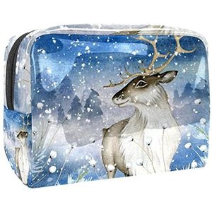 Kleurrijke sneeuwvlok beige waterdichte cosmetische tas met rits, draagbare PVC cosmetische make-up tas tas voor vakantie, reizen, badkamer, Veelkleurig, 18.5x7.5x13cm/7.3x3x5.1in,