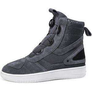 Hiuzylqx Motorlaarzen voor heren, straatrijschoenen, antislip enkelondersteuning aan de zijkant,Grijs,36 EU