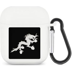 Wapenschild van Bhutan Leuke Case voor AirPods 2&1 Schokbestendige Beschermende Hoofdtelefoon Gevallen Cover Met Sleutelhanger voor Mannen Vrouwen