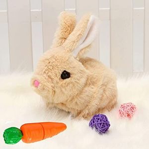 GIZTAT 3 STKS Hopping Bunny Toy, Wortel Konijn, Zal Rennen, Schors, Wiggle Oren, Interactief Bunny Speelgoed voor Kinderen, met Wortel (kleur: bruin)