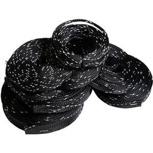 Kabelbeveiligingskabels weven， Kabelbinder 1M 5M 10M Uitbreidbare gevlochten kabelhuls Isolatiedraad Beschermend nylondraad Omhulsel 4-25mm(Black White,6MM-5 METER)