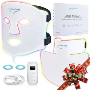Nourished Bodynskin 7 Kleuren LED Gezichts- en Nekmasker met Nabij-Infrarood - Blauw, Rood Lichttherapie voor het Gezicht - 228 LEDs - Huidverzorgingstool tegen Anti-Veroudering