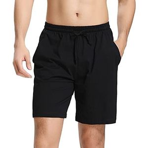 NC Korte pyjamabroek voor heren, van katoen, bermuda, slaapshorts, pyjamabroek, zomerslaapbroek, vrijetijdsbroek voor mannen, zwart, M