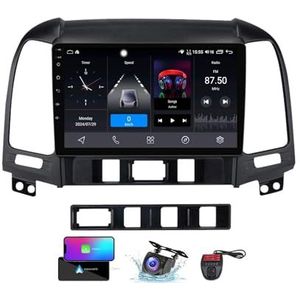 Android 13 Dual Din Car Stereo voor Hyundai Santa Fe 2 2006-2012 met 9 inch Touchscreen Media Player met Carplay Android Auto BT 5.0 4G WiFi GPS-navigatie FM/RDS SWC + achtercamera(NF-2)