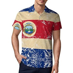 Costa Rica Retro Vlag Heren Golf Polo-Shirt Zomer Korte Mouw T-Shirt Casual Sneldrogende Tees 2XL