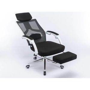 gaming chair Gamingstoel, gamingstoel, studentenleerstoel, thuiscomputerstoel, lunchpauze fauteuil, sedentaire, niet moe leren bureaustoel (Color : White Black Mesh Deluxe Steel Feet)