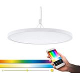 EGLO Connect Cerignola-C Led-hanglamp, 1 lichtpunt, hanglamp staal, aluminium, kunststof, wit, met afstandsbediening, kleurtemperatuurverandering (warm, neutraal, koud), RGB, dimbaar, Ø 60 cm
