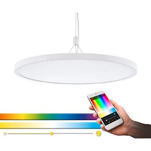 EGLO Connect Cerignola-C Led-hanglamp, 1 lichtpunt, hanglamp staal, aluminium, kunststof, wit, met afstandsbediening, kleurtemperatuurverandering (warm, neutraal, koud), RGB, dimbaar, Ø 60 cm