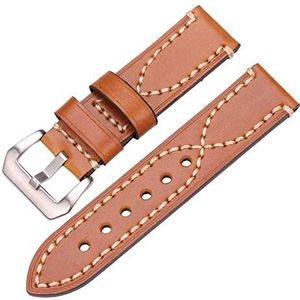 Horlogeband, handgemaakte lederen band mannen vrouwen zwart bruin groen grijs 22 mm 24 mm dikke band stalen gesp, armband