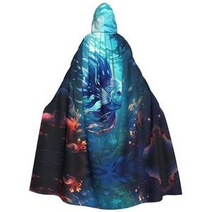 DURAGS Blue Ocean Underwater Fish Adult Hooded Cloak, Vampier Mantel, Rollenspel Mantel Voor Onvergetelijke Thema-Evenementen En Feesten