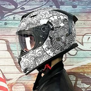 Motorhelm, Motorrijder Integraalhelm Motorfiets Scooter Heren Dames Crash Sport Racen Touring ECE Goedgekeurde Helm F,M=57-58CM(D,M=5758CM)