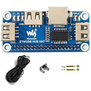 Waveshare Ethernet/USB HUB HOED voor Raspberry Pi 4B/3B+/3B/2B/Zero 2 W/Zero W/Zero WH, Raspberry Pi HUB HOED met 1x RJ45 10/100M Ethernet-poort, 3x USB-poorten compatibel met USB2.0/1.1