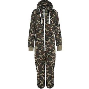 Rais Kinder-onesie met camouflage-print, met capuchon, jumpsuit, alles-in-1, voor jongens en meisjes, fleece, leeftijden: 2-3, 3-4, 5-6, 7-8, 9-10, 11/12, 13/14 jaar, leger groene stijl 1, 5-6 Jaren