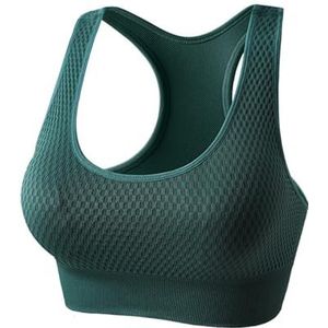 HDXWIFD Sport-bh's met hoge ondersteuning voor dames, gewatteerde naadloze bh's voor actieve slijtage, stretch crop-tops vest voor yoga hardlopen joggen sportschool(Color:Green,Size:S)