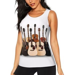 Workout Tank Tops voor Vrouwen Gitaar - Slim Fit Crew Neck Vest Top Sport Running T-Shirt Mouwloze Tank Top Zomer Atletische Yoga Vesten, 3 D, S