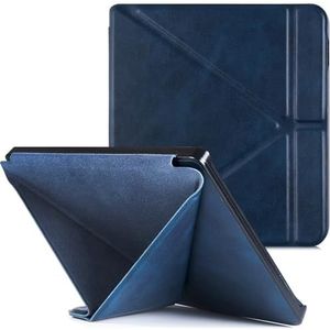 E-book beschermhoes Case voor Kobo Libra 2 EReader (uitgebracht in 2021, model N418), Premium PU-leer Origami standaardhoes met automatische slaapstand e-book cases (Color : Drak Blue, Size : For Ko