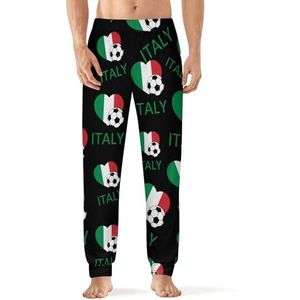 Liefde Italië Voetbal Heren Pyjama Broek Zachte Lounge Bottoms Met Pocket Slaap Broek Loungewear