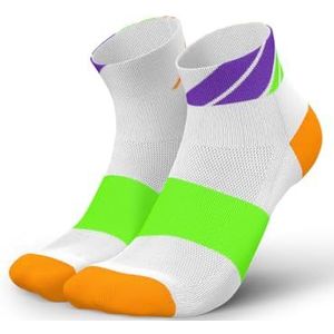 INCYLENCE Korte hardloopsokken voor dames en heren met lichte compressie, 1 paar, Ladders Orange Green, 39-42 EU