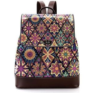 Gepersonaliseerde schooltassen boekentassen voor tiener vintage bloemmotief, Meerkleurig, 27x12.3x32cm, Rugzak Rugzakken