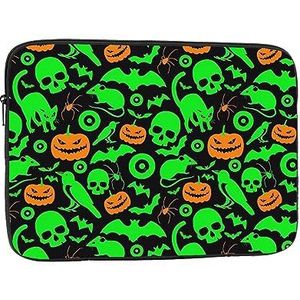 Green Ghost Horror Halloween Pompoen Print Laptop Sleeve Case Waterdichte schokbestendige Computer Cover Tas voor Vrouwen Mannen