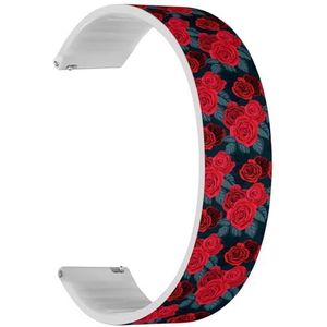 RYANUKA Solo Loop band compatibel met Ticwatch Pro 3 Ultra GPS/Pro 3 GPS/Pro 4G LTE / E2 / S2 (Red Rose Seamlees Retro) Quick-Release 22 mm rekbare siliconen band band accessoire, Siliconen, Geen