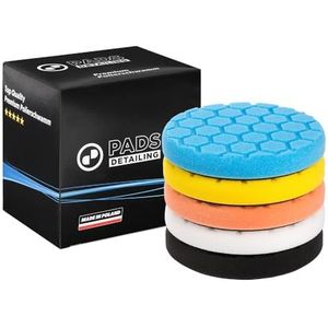 HEX Logic Details: 5 polijstpads, 150 mm, propeller polijstspons, uitstekende warmteafvoer, polijstset, klittenband, polijstbeugel