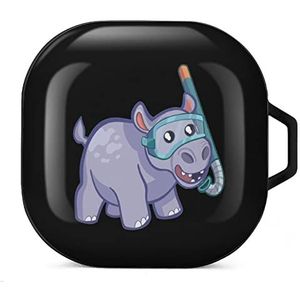 Duiken nijlpaard oordopjes hoesje compatibel met Samsung hard shell beschermhoes zwart stijl