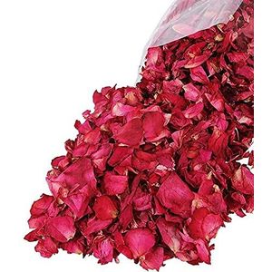 Reccisokz 100G natuurlijke gedroogde rozenblaadjes echte bloem droge rode rozenblaadje voor voetenbad, lichaamsbad, spa, bruiloft, confetti, huisgeur, doe-het-zelf knutselaccessoires (100 g (pak van