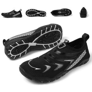 Slip On Blotevoetenschoenen voor vrouwen, ademend mesh, antislip, waterdicht, lichtgewicht, Zero Drop zool, minimalistisch, sneldrogend, voor wandelen, surfen, zwemmen, outdoor, Zwart, 37.5 EU