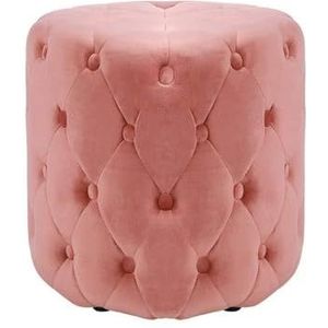 JAVYPPT Ottomans Krukken Diepgeknoopt Ronde Ottomaanse Kruk Zitting Multifunctionele Voetbank Stoel Bed End Kruk Borst Melken Kruk Voeten (Roze, 40 * 40 * 38 cm)