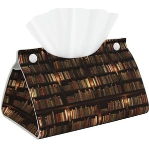 Bibliotheek Boekenplank Boek Tissue Box Cover, Rechthoekige Lederen Tissue Box, Voor Thuis Of Kantoor Decoratie
