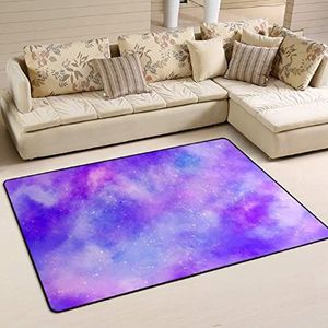 Gebied tapijten 100 x 150 cm, paarse galactische astrale sterrenhemel vloermatten waterabsorberende kantoormatten wasbare welkomstmat, voor picknick, zwembad