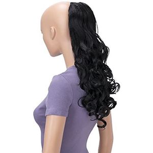 CAISHA 50cm Haarstukje Vlecht Paardenstaart Haarextensies Golvend Natuurlijk Zwart HC14-1