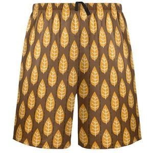 LI ZHI XIN Herenpyjamabroek, korte pyjamabroek, zomer casual shorts, elastische tailleband met trekkoord, rechte losse pasvorm met 2 zakken, S-XXL herfstbladpatroon, Meerkleurig, XL