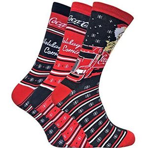 Coca Cola - 3 paar kerstsokken van katoen voor dames en heren in een doos, CM261, 39-46 EU