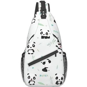 EdWal Happy Fathers Day By Son print borsttas dagrugzak cross body tas, sling rugzak crossbody tas, voor buiten, wandelen, reizen, Panda Bamboe, Eén maat