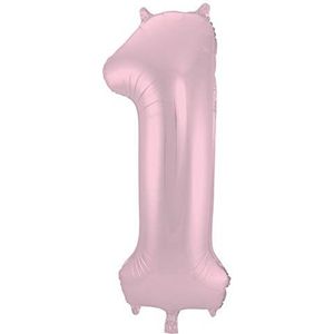 Folat - Folieballon Cijfer 1 Pastel Roze Metallic Mat - 86 cm