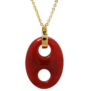 Women Gold Chains Pendant Necklace Bohemia Natural Amazonite Amethyst Necklace Teengirls Jewelry Gift (Color : Red Agate Gold)