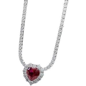 Kettingen voor vrouwen 925 zilveren 8 * 8 mm hart robijn hoge koolstof diamanten hanger ketting for vrouwen sprankelende sieraden cadeau