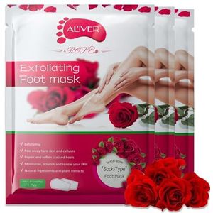 P-Beauty Voetmasker Roos | Intensieve Voetpeeling | Anti Eelt Sokken | Huidvernieuwing & Hydratatie | Verwijdert Likdoorns & Scheuren | 3 Paar