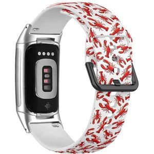 RYANUKA Sport-zachte band compatibel met Fitbit Charge 5 / Fitbit Charge 6 (kreeften rode rivierkreeft) siliconen armband accessoire, Siliconen, Geen edelsteen