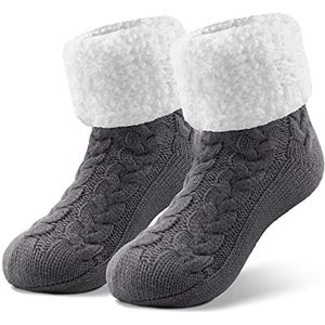 SIMIYA Knuffelsokken voor dames, anti-slip stoppersokken, wintersokken, met ABS-zool en warme huttensokken, huissokken, 1 paar