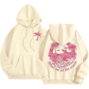 Pink Flower Hoodie - Preppy Hoodies for Women, Aesthetic Cute Oversized Y2k Hoodie (Khaki,S)