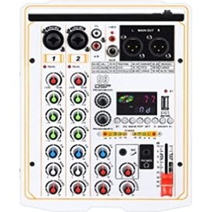 Audiomixer, 99 DSP-effectmixer 4-kanaals draagbare 48V fantoomvoeding Monitor DJ-mengpaneel for professionele studio Draagbare Mengconsole (Color : White, Size : 1)