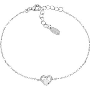 Armband van 925 zilver uit de collectie Valentine 2024, met witte zirkonia, gerhodineerd, lengte 16 + 3 cm, diameter 6 mm, Sterling zilver