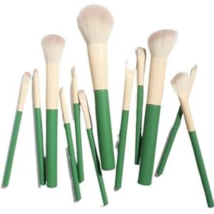 Make-upborstels, Blushkwast, Make-upborstelset, Make-upborstels, Make-upborstelset Borstelharen Zacht 12 stuks Blush Losse Borstel Schoonheid Make-up Gereedschap Losse Borstel Volledige Set(Green)